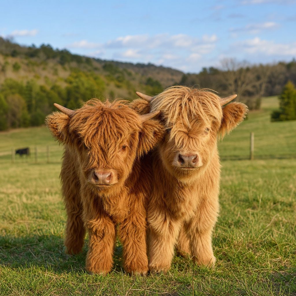 Meet Oakley and Dixie – Our Adorable Miniature Highland Cows for Sale