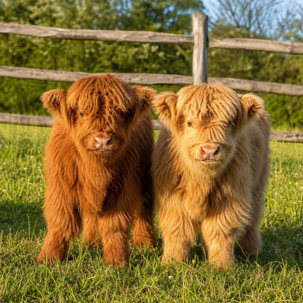 Meet Cora and Weston Available Pair Mini Highland Cows For Sale
